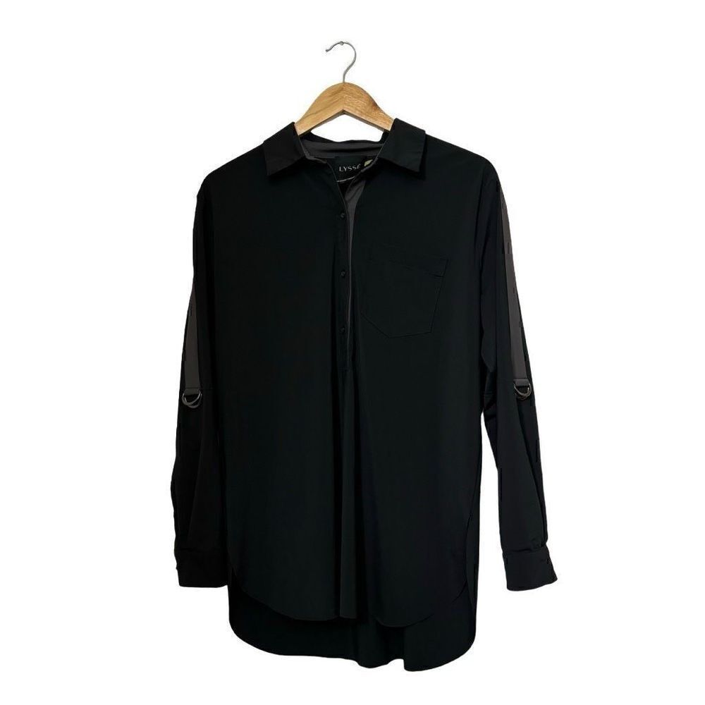 Lysse black button down wrinkle free shirt small